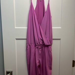 Pink strappy, Joie jumpsuit - beautiful silk fabric, size XS.